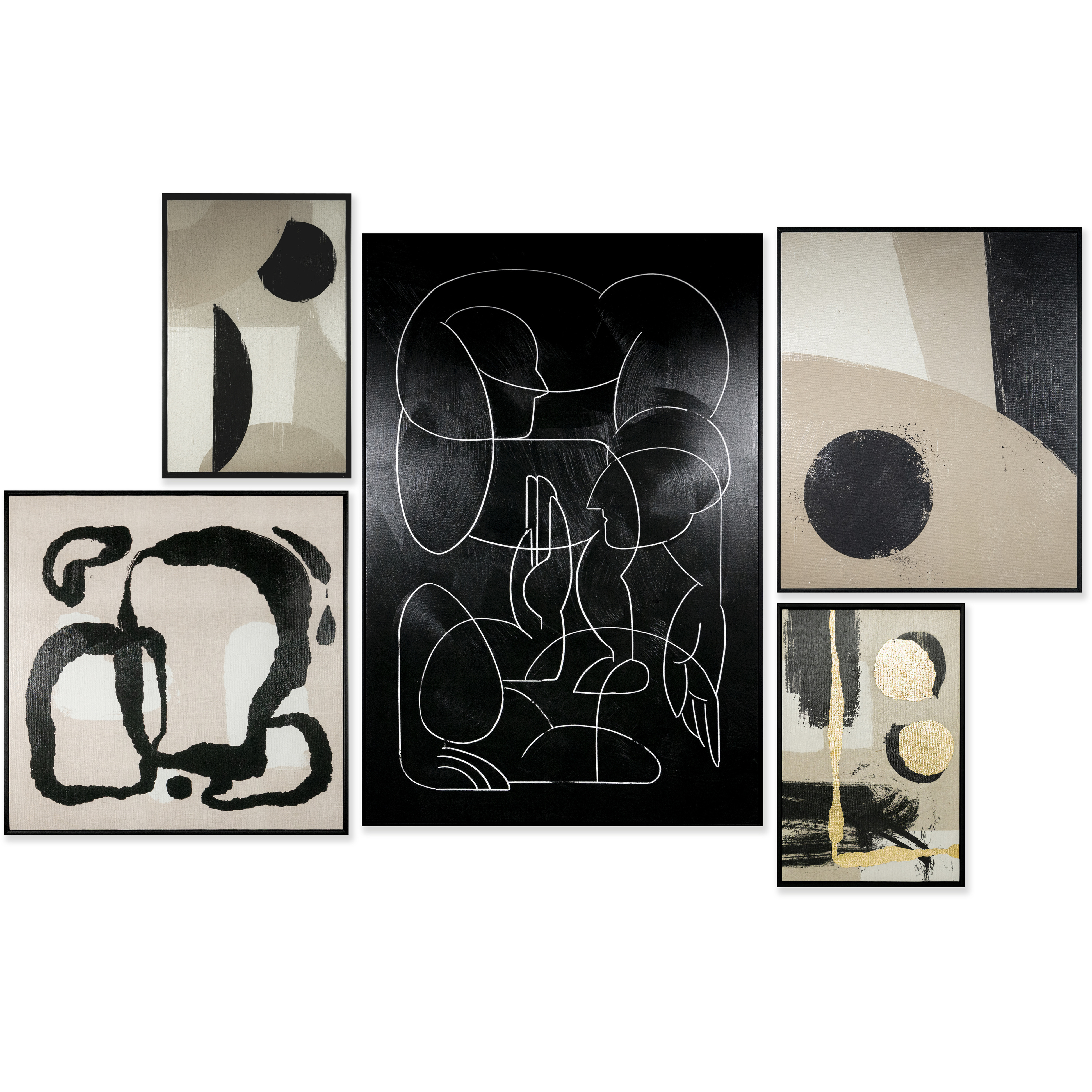 Multiple Lives Black Luxe Art, Set Of 5